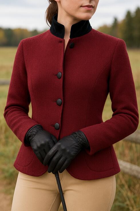Lauren Ralph Lauren Jackets & Blazers - Ralph Lauren Lambs Wool Blend Riding Sweater Jacket Burgundy Velvet Collar